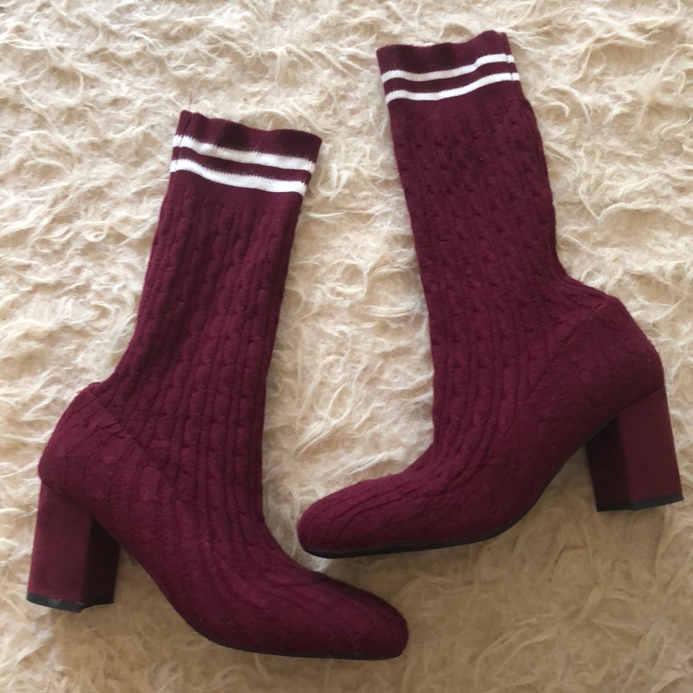 Maroon socks boots